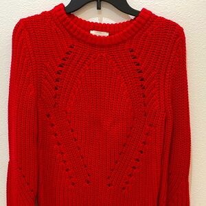 ❤️🩷🤍Lucky Brand Ladies Red Long Sleeve Cable Knit Sweater - S